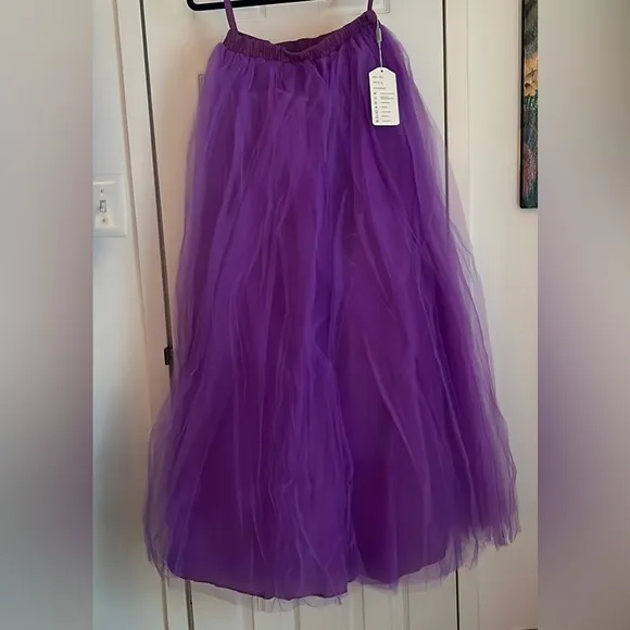 🆕 WDPL Women's A-Line Tulle Strips Ruffles Tutu Ball Gown Skirts