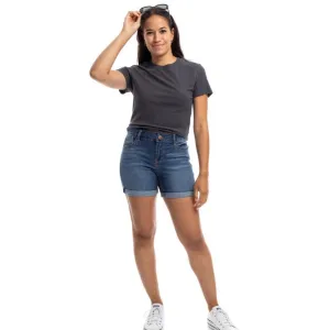 1822 denim shorts with rolled up hem