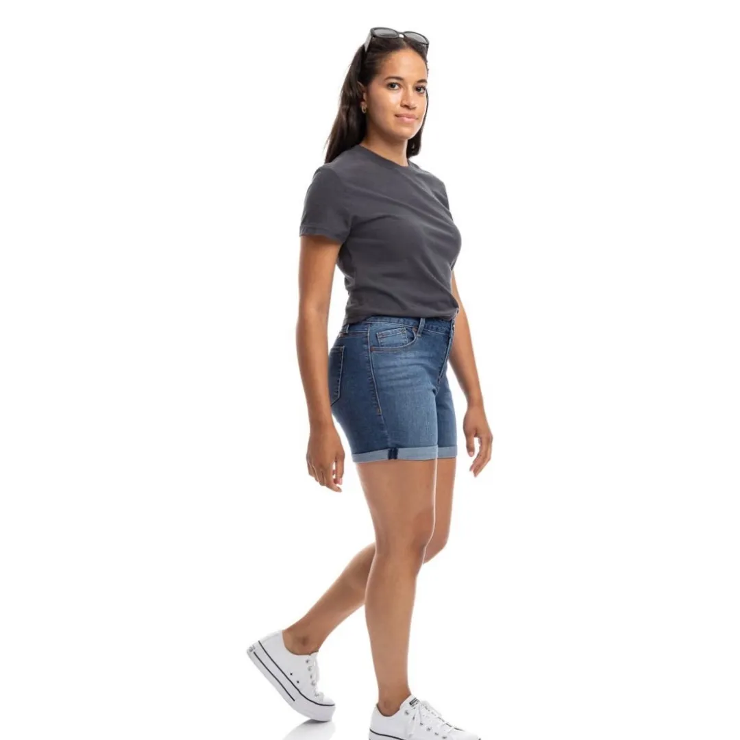 1822 denim shorts with rolled up hem