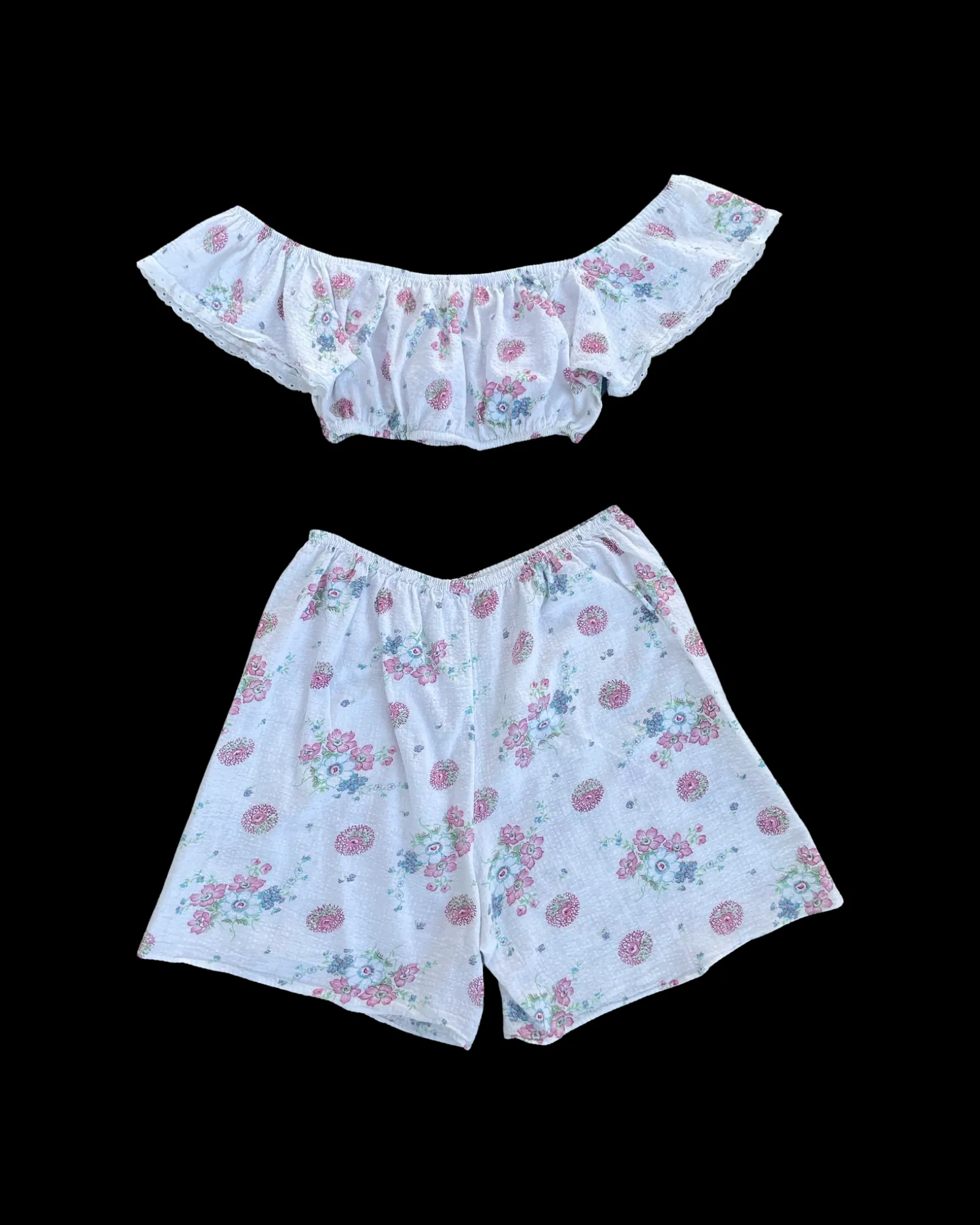 1930s/1940s Floral Seersucker Two Piece Playsuit