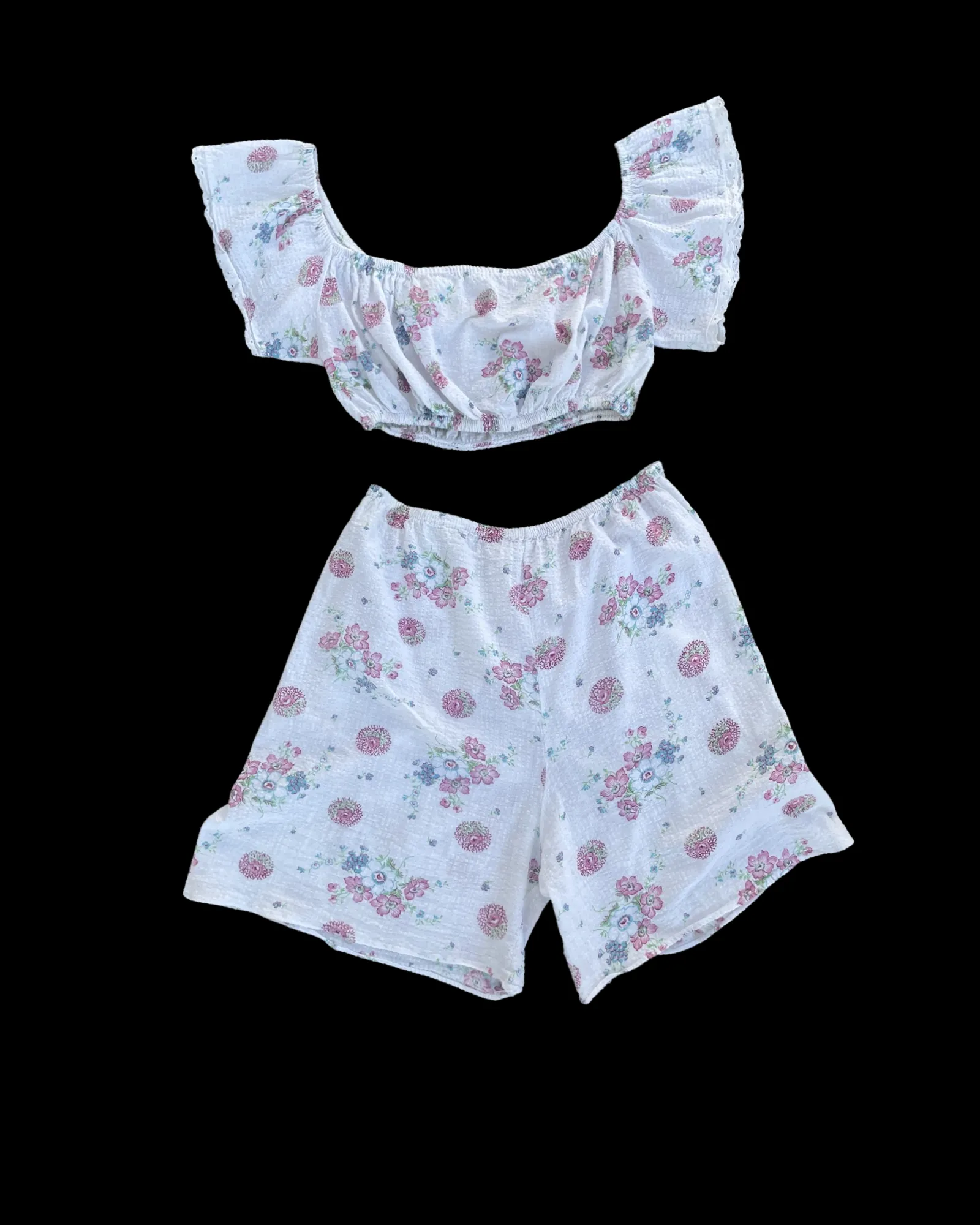 1930s/1940s Floral Seersucker Two Piece Playsuit