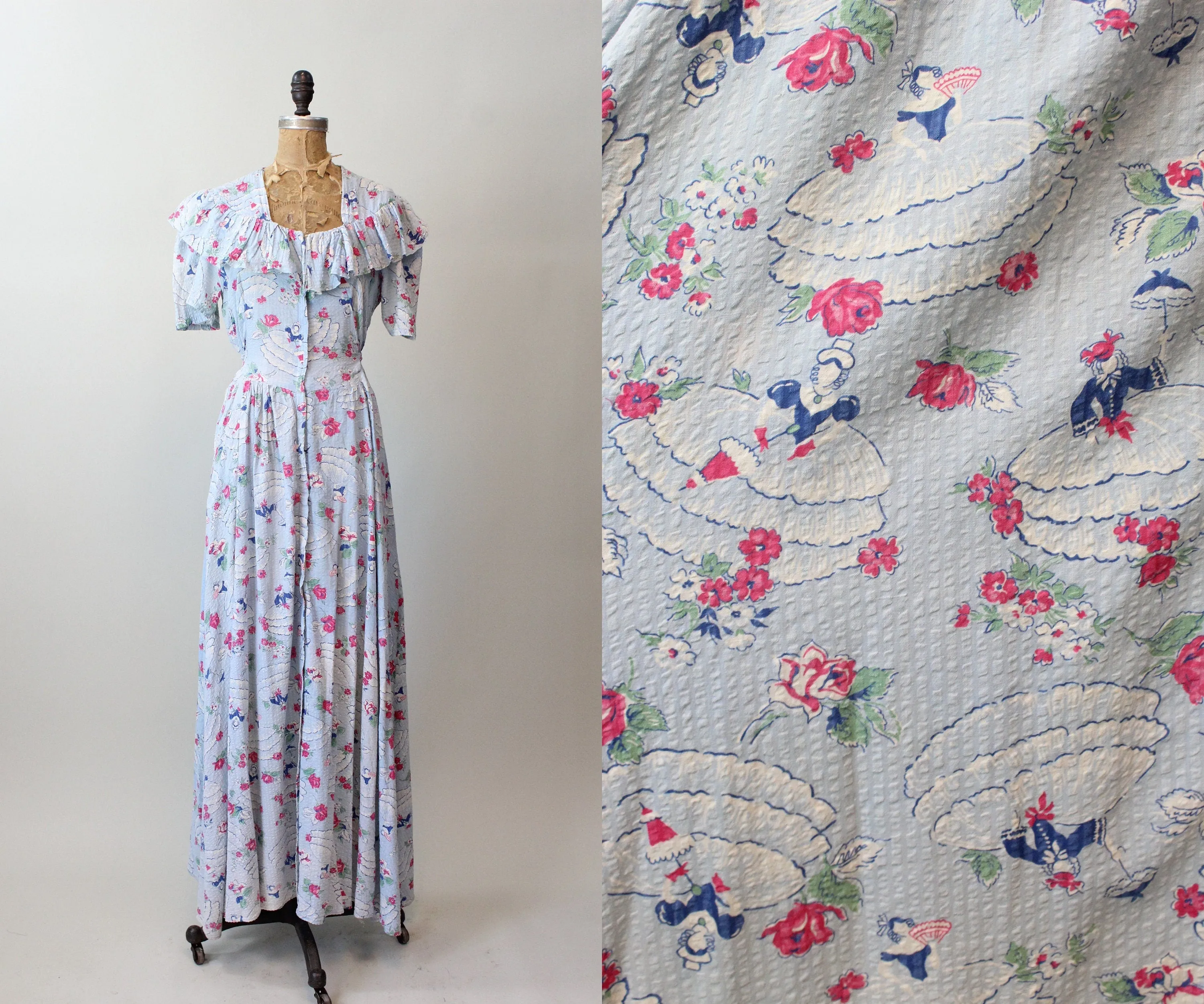 1940s gone with the wind LADIES HOOP SKIRTS dressing gown dress medium | new spring