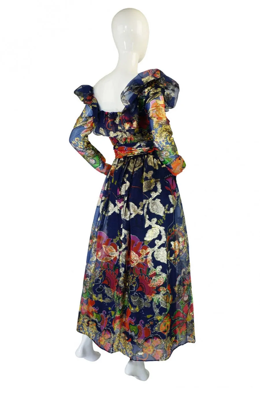 1960s Metallic Oscar De La Renta Gown