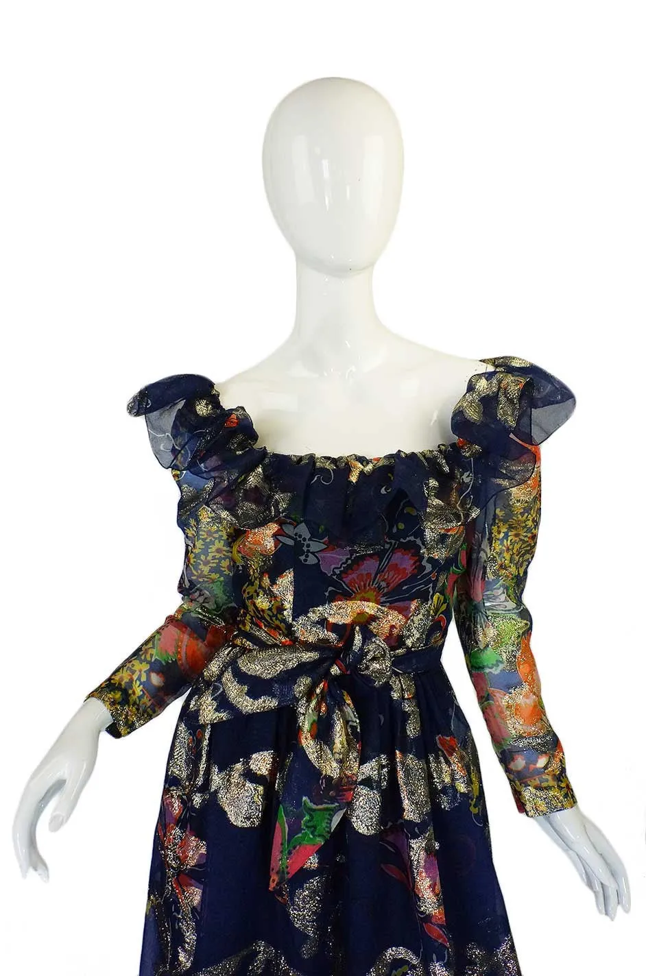 1960s Metallic Oscar De La Renta Gown