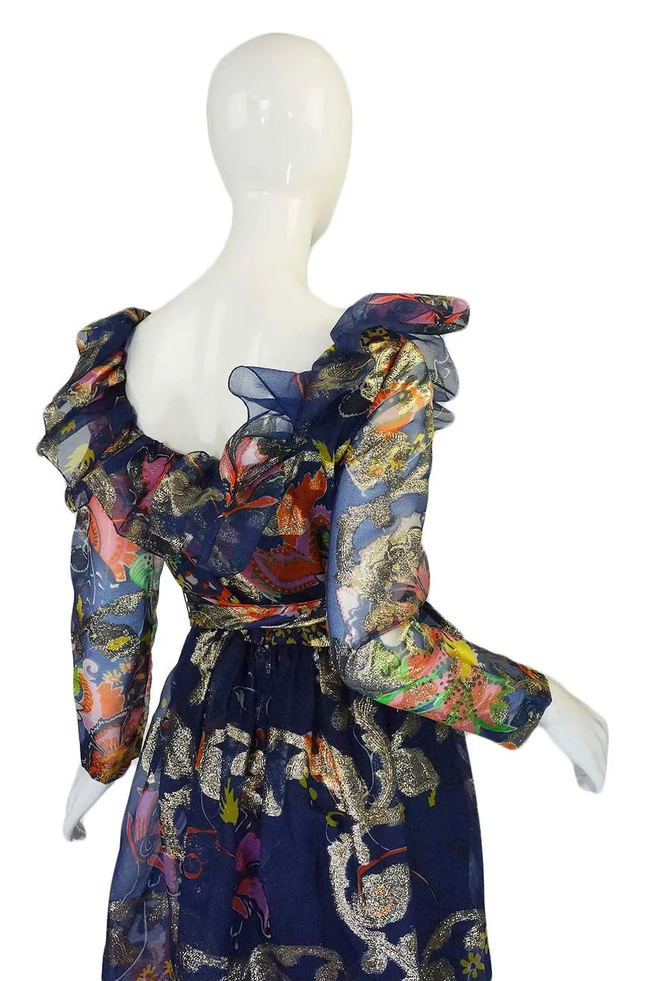 1960s Metallic Oscar De La Renta Gown