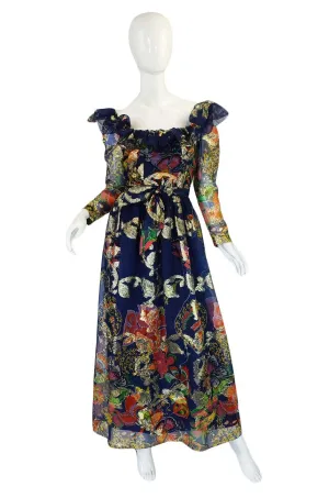 1960s Metallic Oscar De La Renta Gown