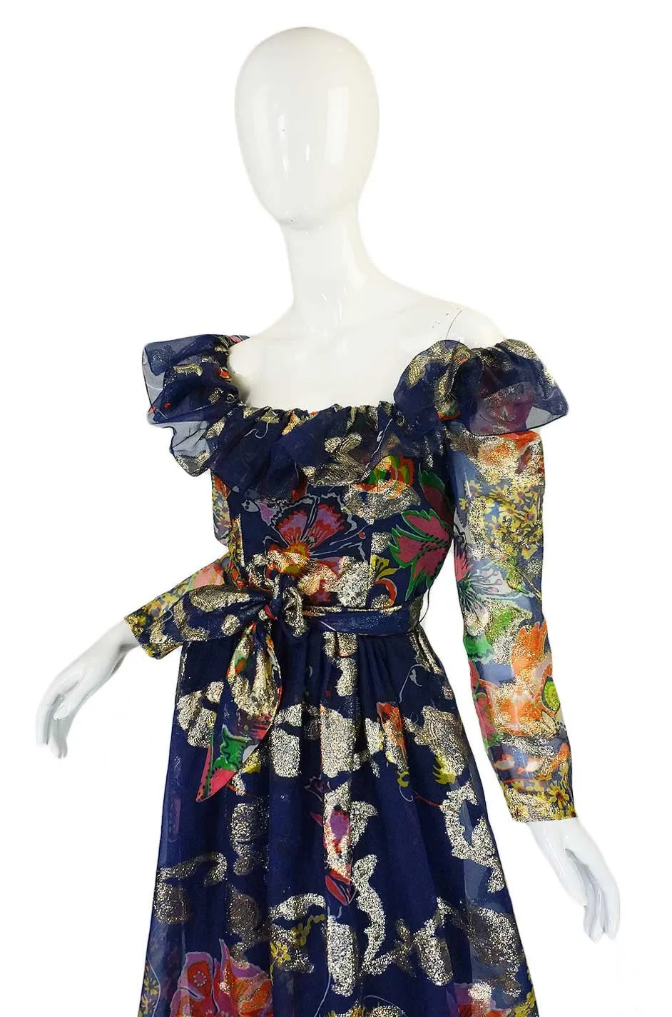1960s Metallic Oscar De La Renta Gown