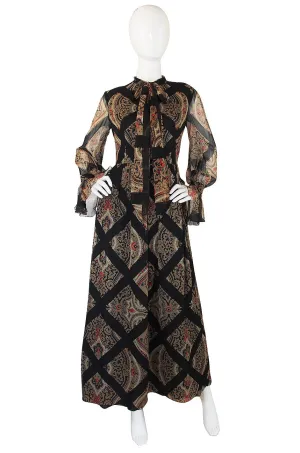 1960s Silk Chiffon Oscar de la Renta Maxi Dress