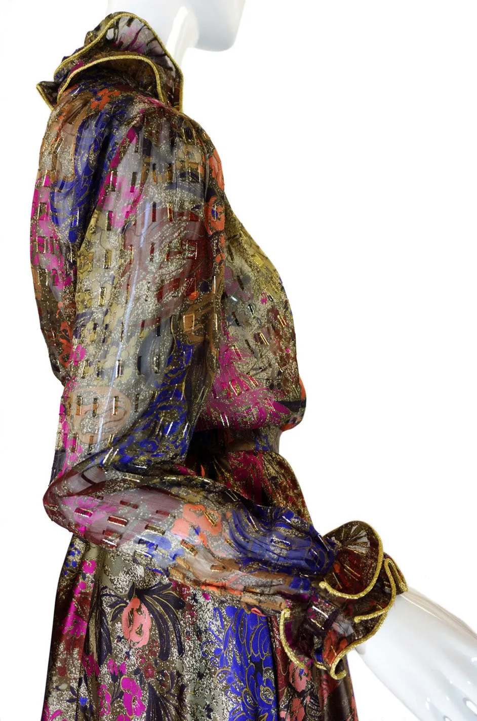 1970s Silk Louis Feraud Silk Metallic Set
