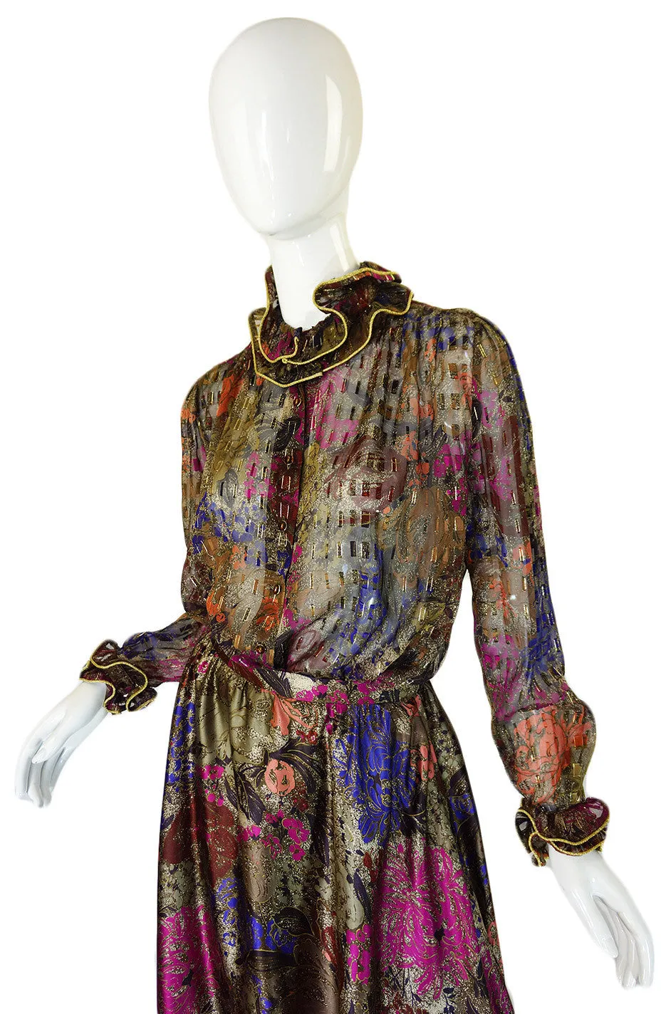 1970s Silk Louis Feraud Silk Metallic Set