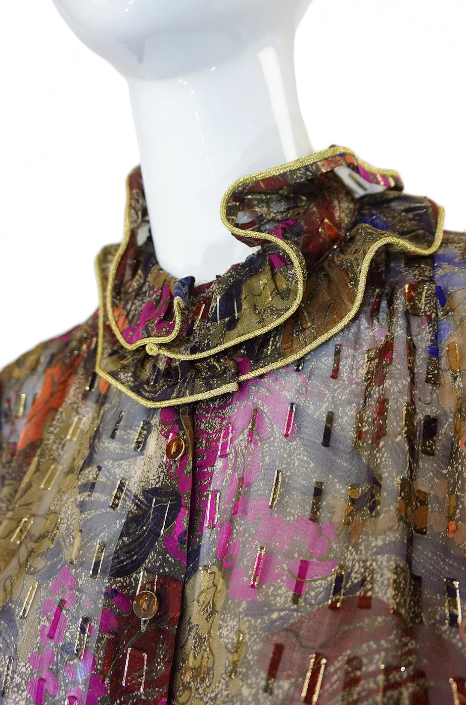 1970s Silk Louis Feraud Silk Metallic Set