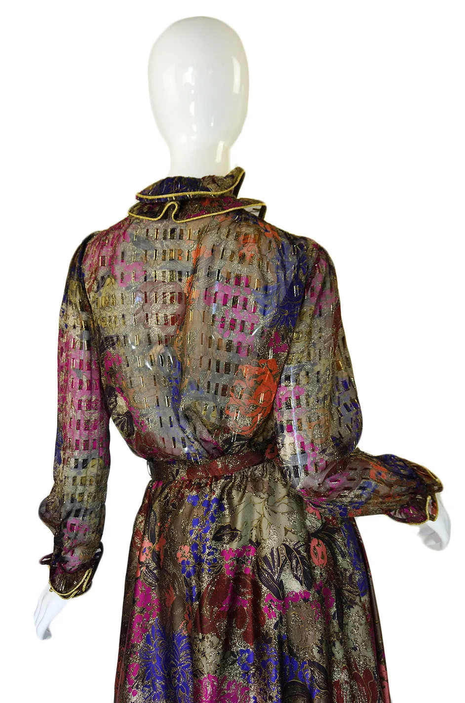 1970s Silk Louis Feraud Silk Metallic Set