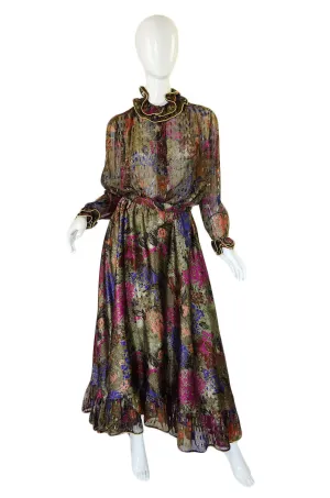 1970s Silk Louis Feraud Silk Metallic Set