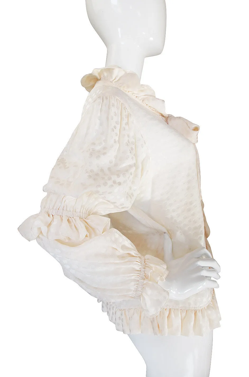 1970s Silk Yves Saint Laurent Ruffled Top