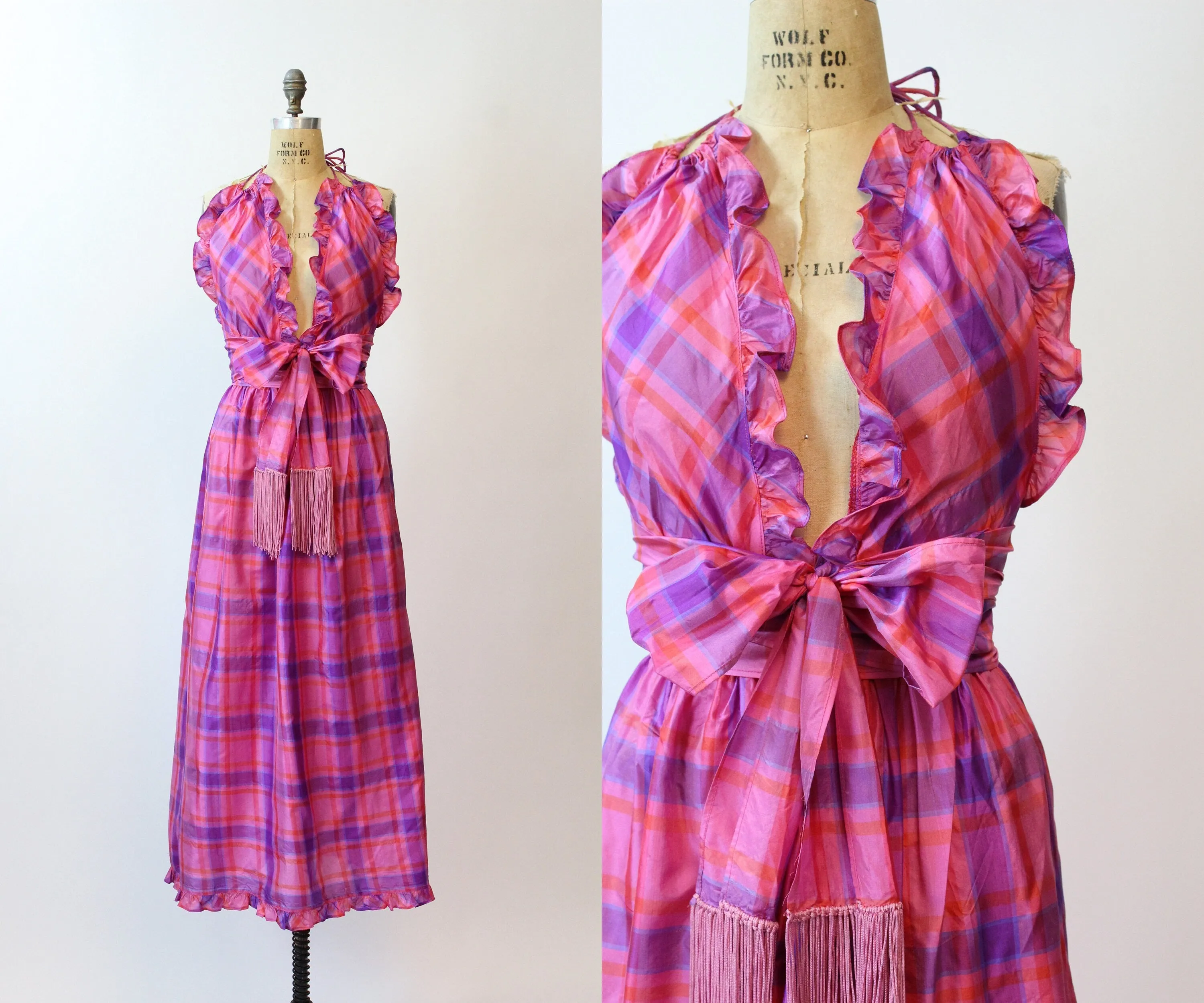 1980s 1980 documented BILL TICE silk halter dress small  | new spring summer