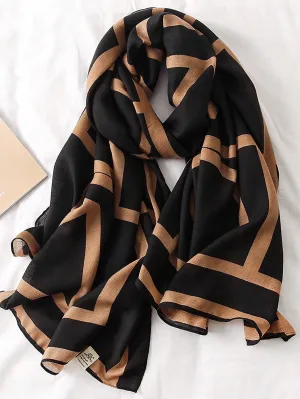 1pc Women's Check Printed Large Scarf Women Satin Soft Skin-Friendly Wrap Scarf Spring And Summer Sunscreen Beach Long Scarf
