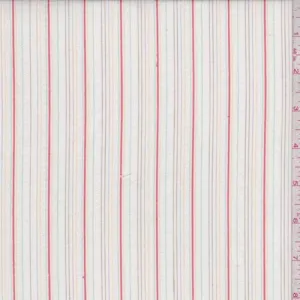 2 1/2 YD PC-White Multi Embroidered Stripe Cotton Fabric
