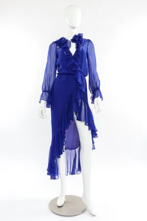 2020 Fall Sheer Silk Ruffle Dress