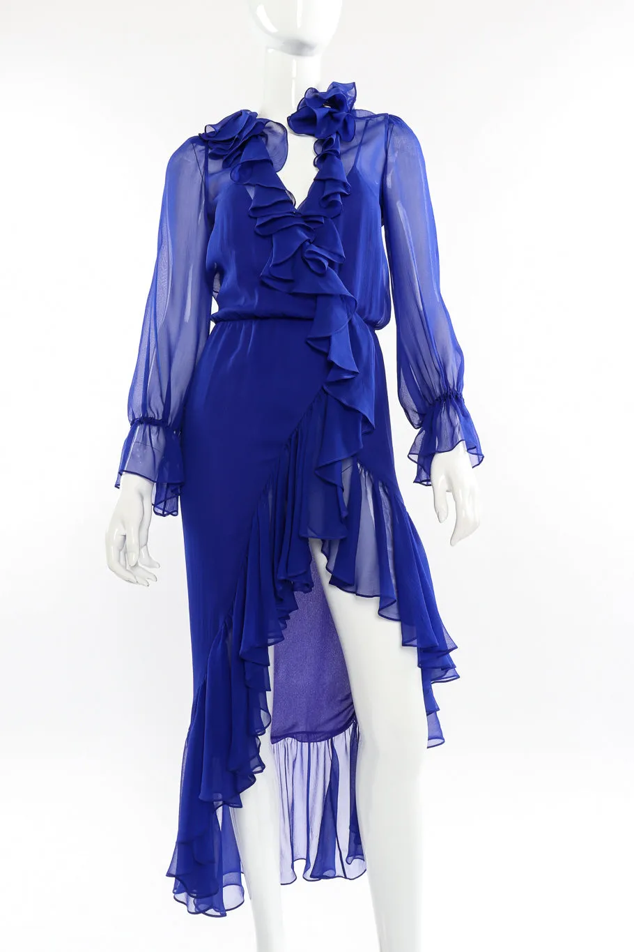 2020 Fall Sheer Silk Ruffle Dress