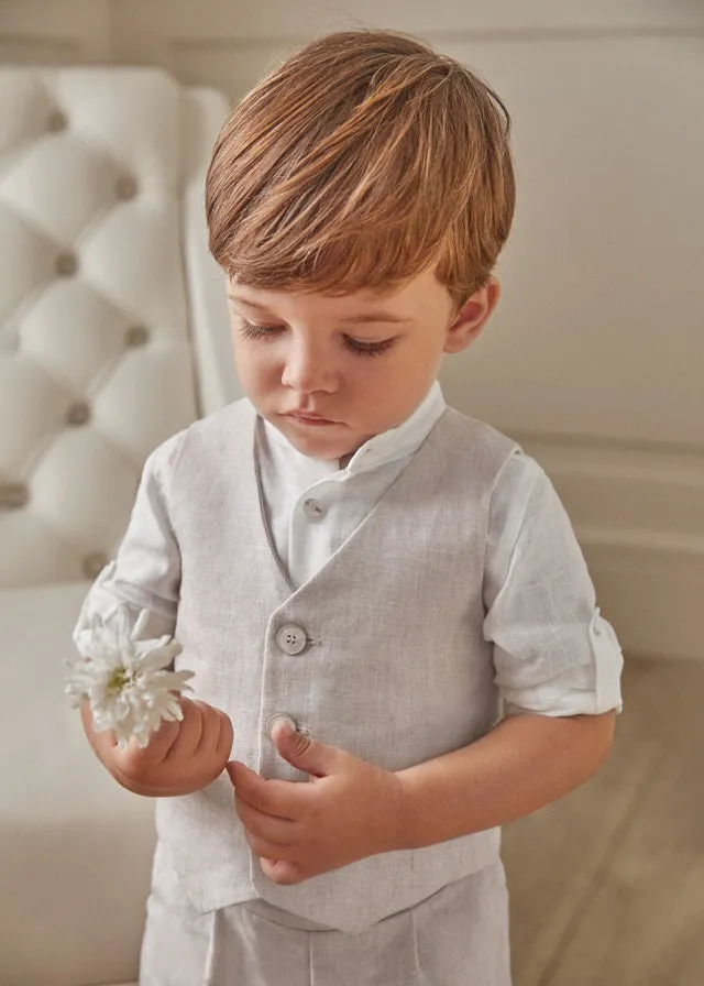 3Pc Linen Vest, Shirt & Shorts