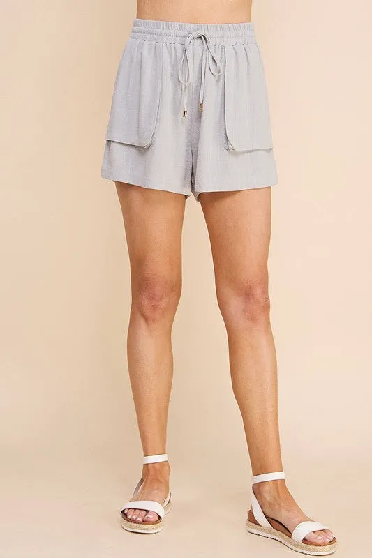 50% Off - Like You Mean It Grey Linen Shorts