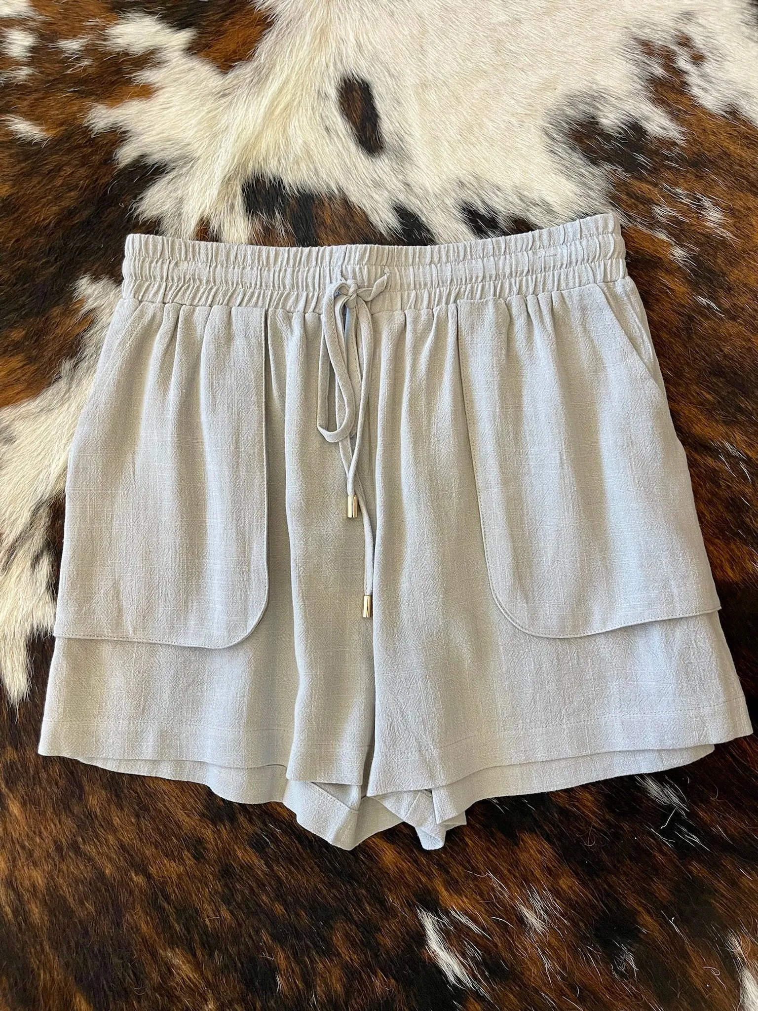 50% Off - Like You Mean It Grey Linen Shorts