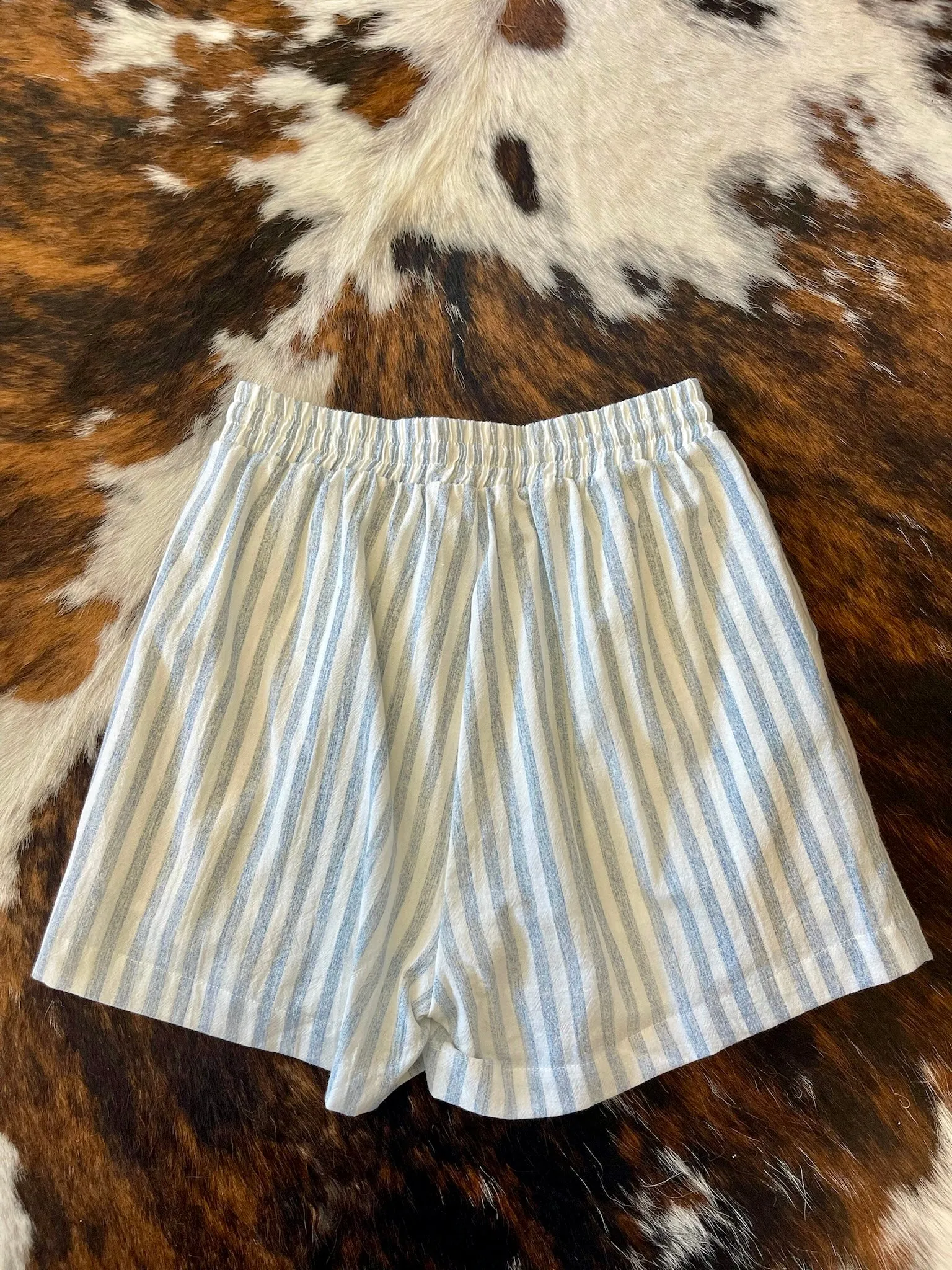 50% Off - Shell Yeah Blue Striped Linen Shorts