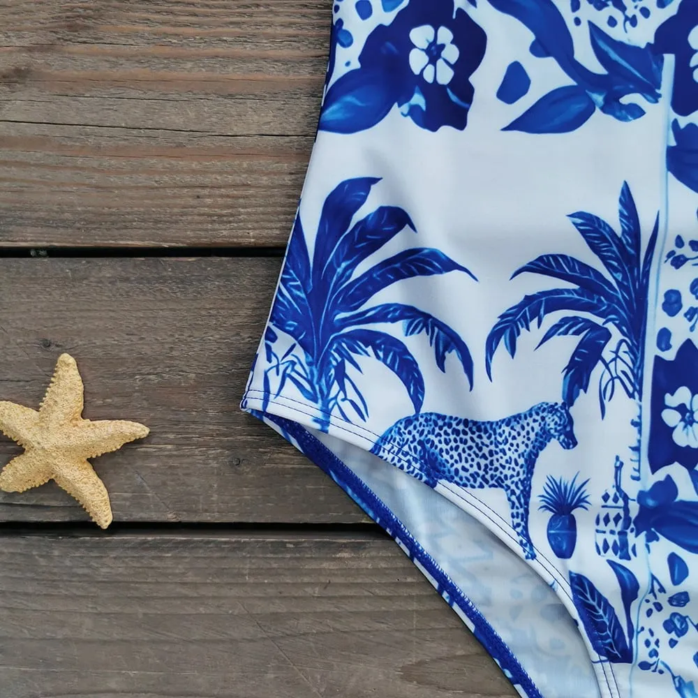 84Volt  Ruffled strapless one piece printed swimsuit - As shown / S