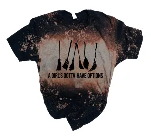 A Girls Gotta Have Options Shirt | Halloween Bleached Out Tee | Unisex Crew