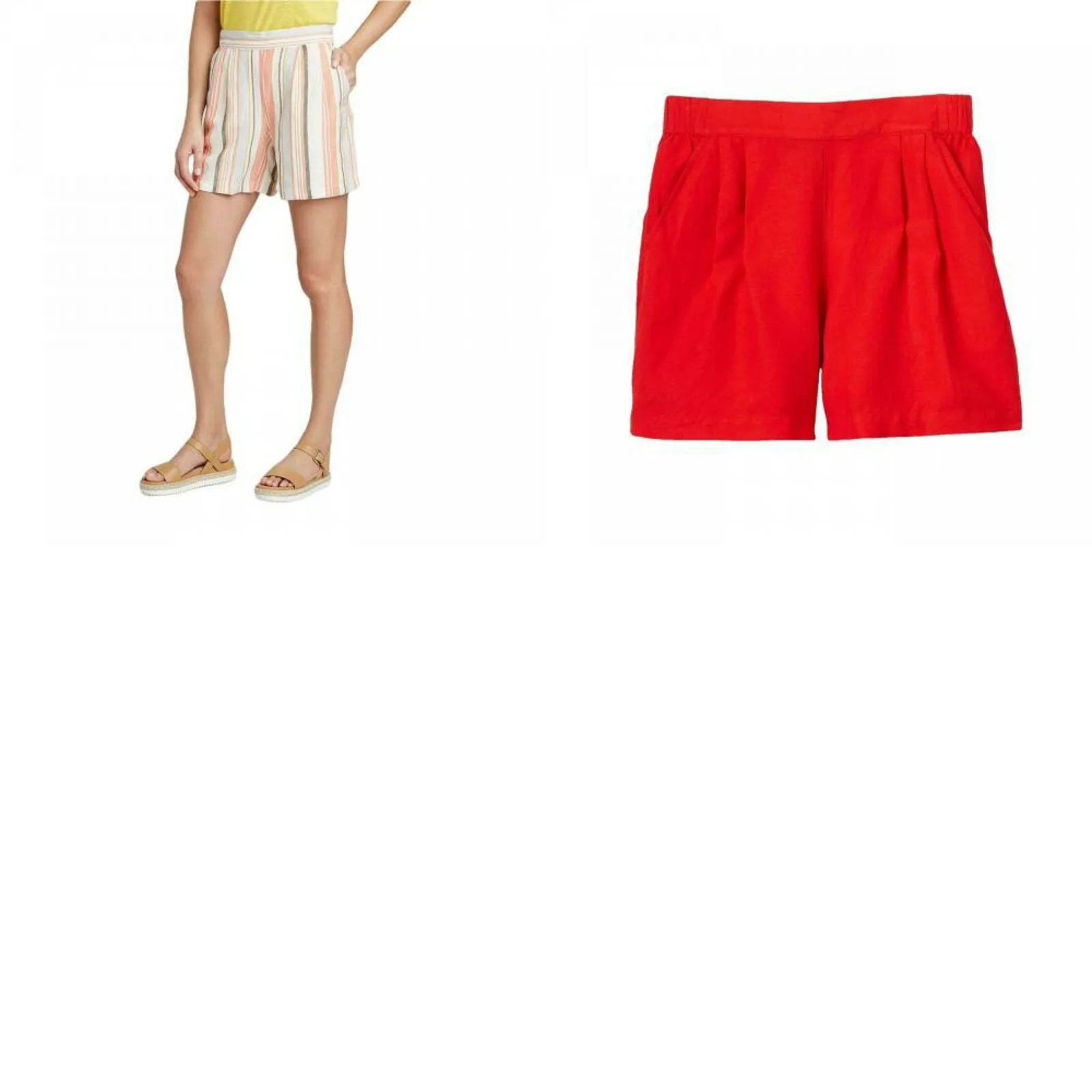 A New Day Women's Mid Rise Linen Pull On Shorts