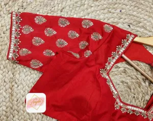 Aari zardosi work Blouse - Blood Red