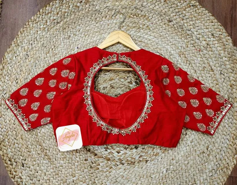 Aari zardosi work Blouse - Blood Red