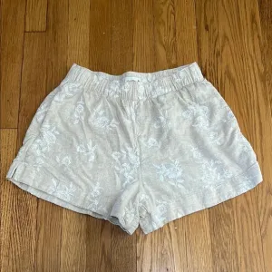 Abercrombie Linen-blend embroidered pull on shorts