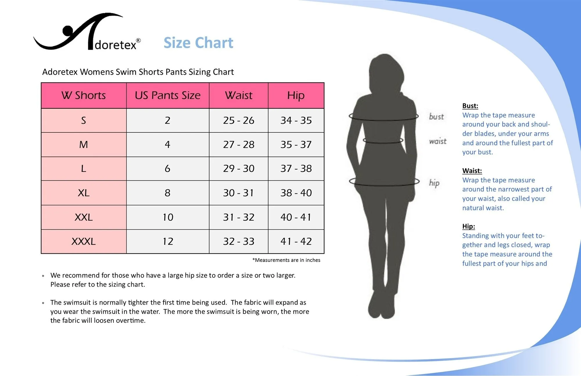 Adoretex Women's New Direction Swim Shorts Pants (FJ002)