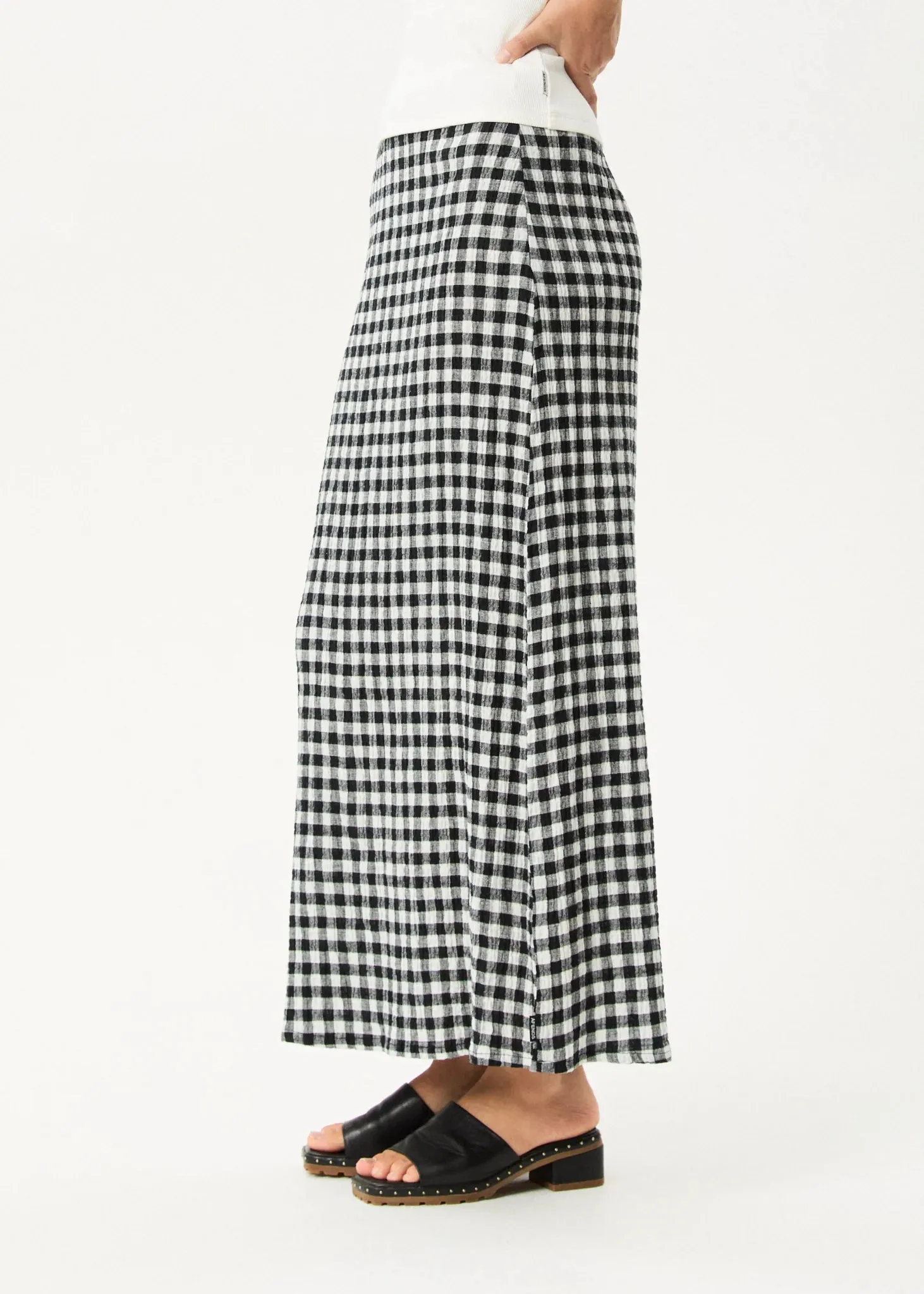 AFENDS // Rowan Seersucker Skirt CHECK BLACK/WHITE