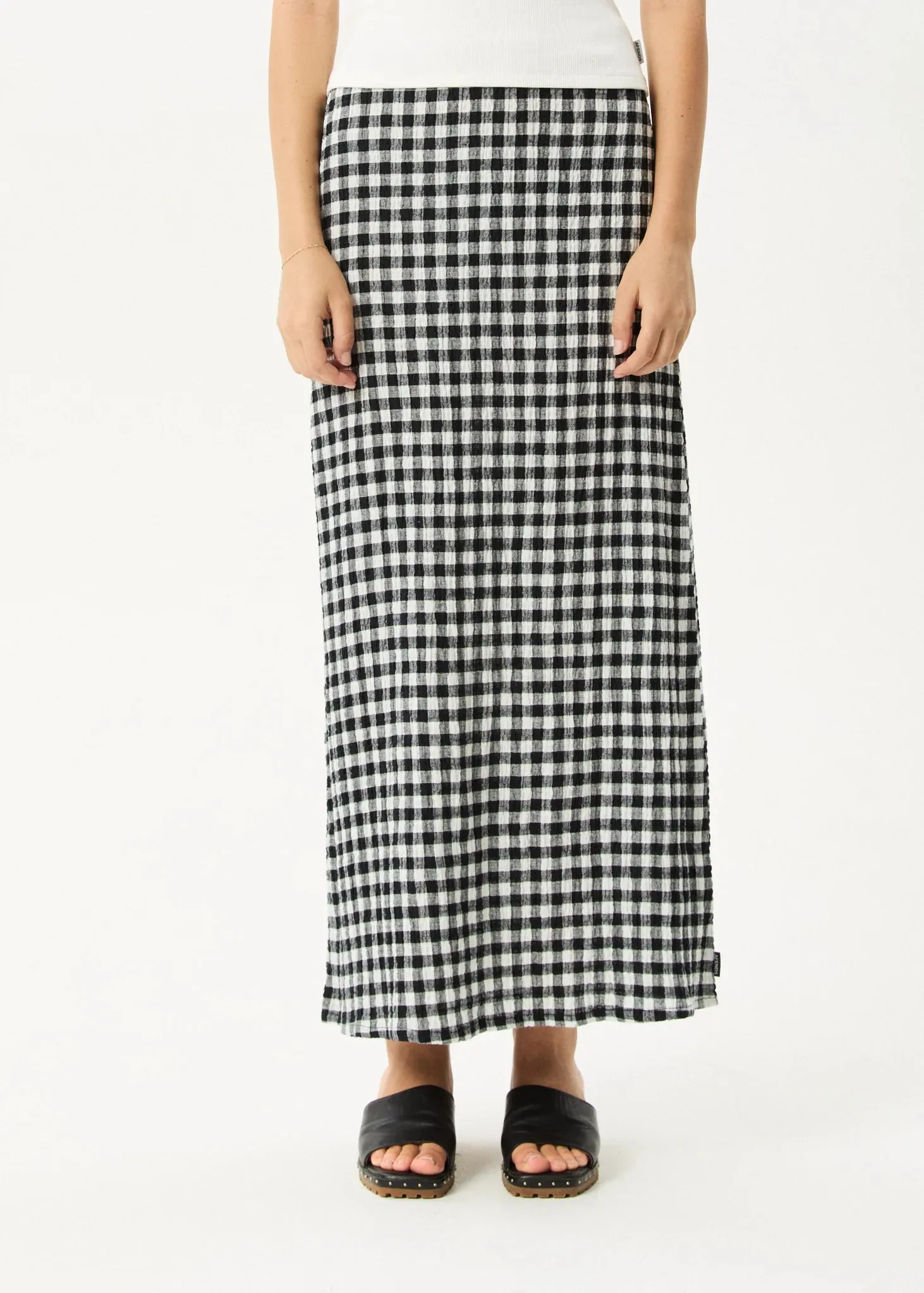 AFENDS // Rowan Seersucker Skirt CHECK BLACK/WHITE
