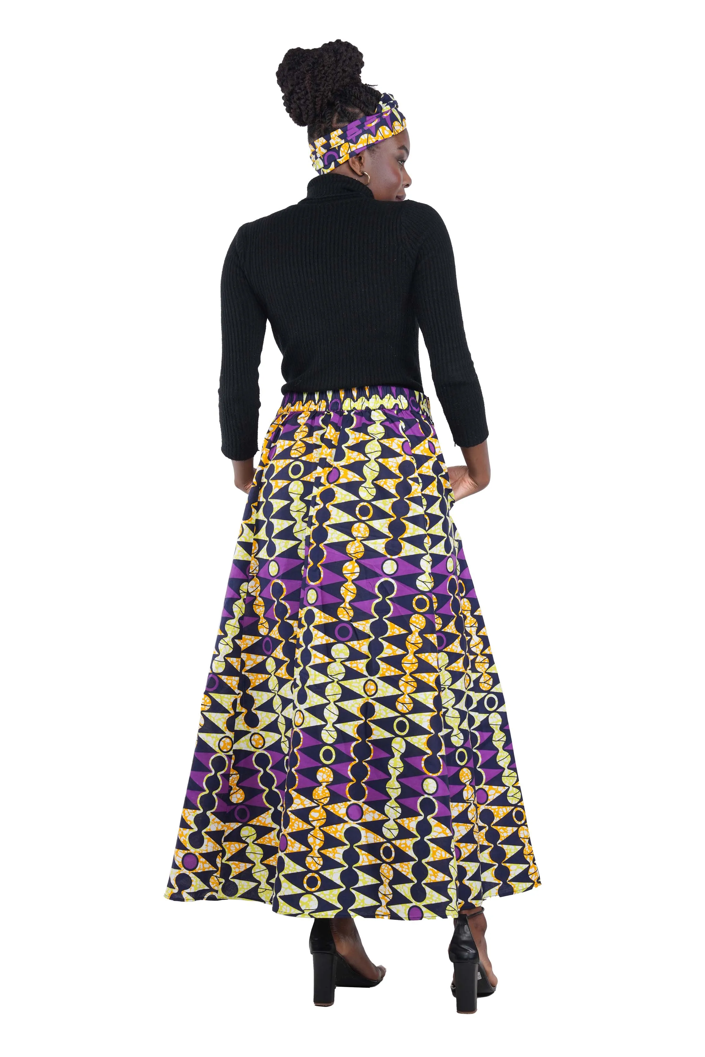 African Long Maxi Skirt With Handbag