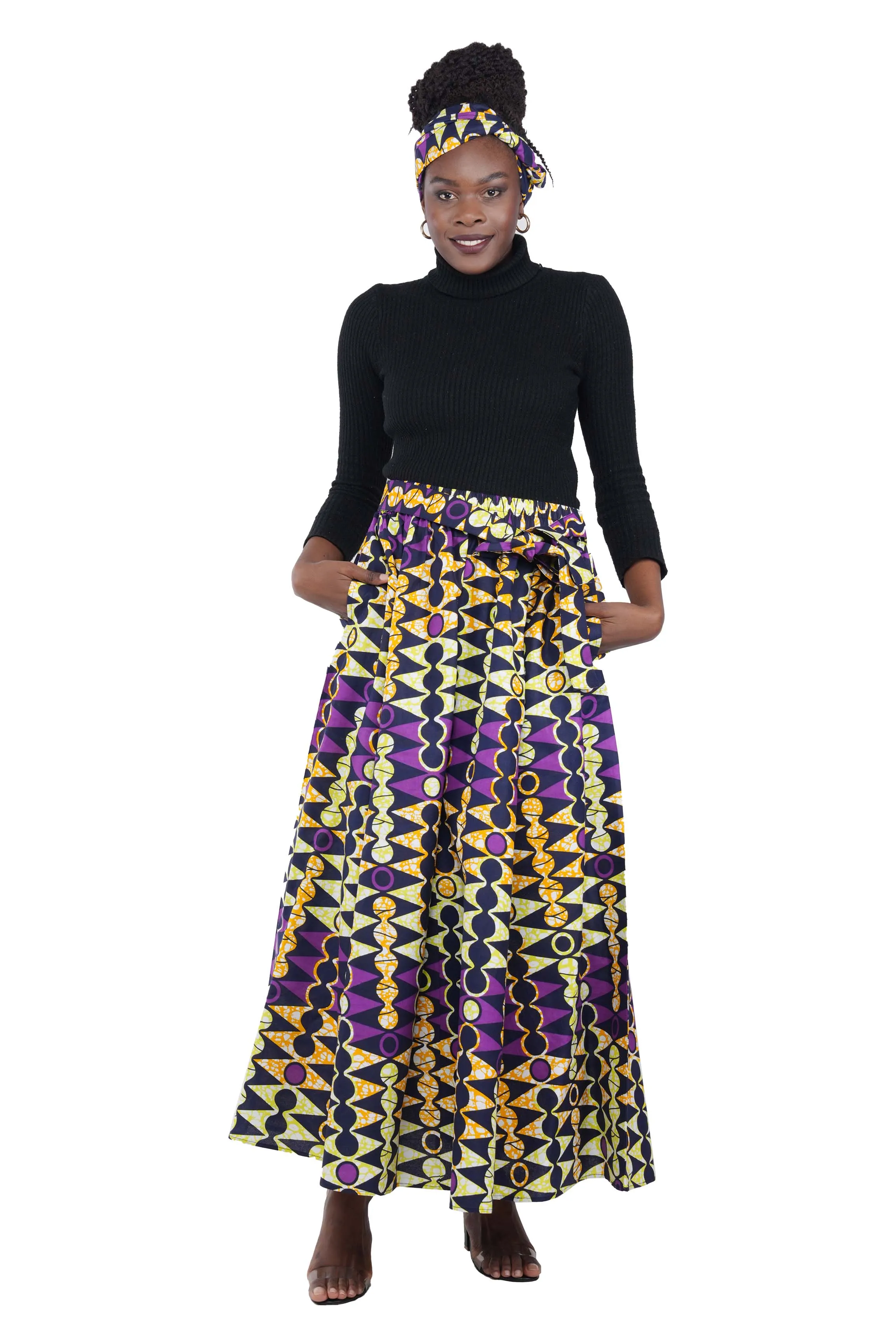 African Long Maxi Skirt With Handbag