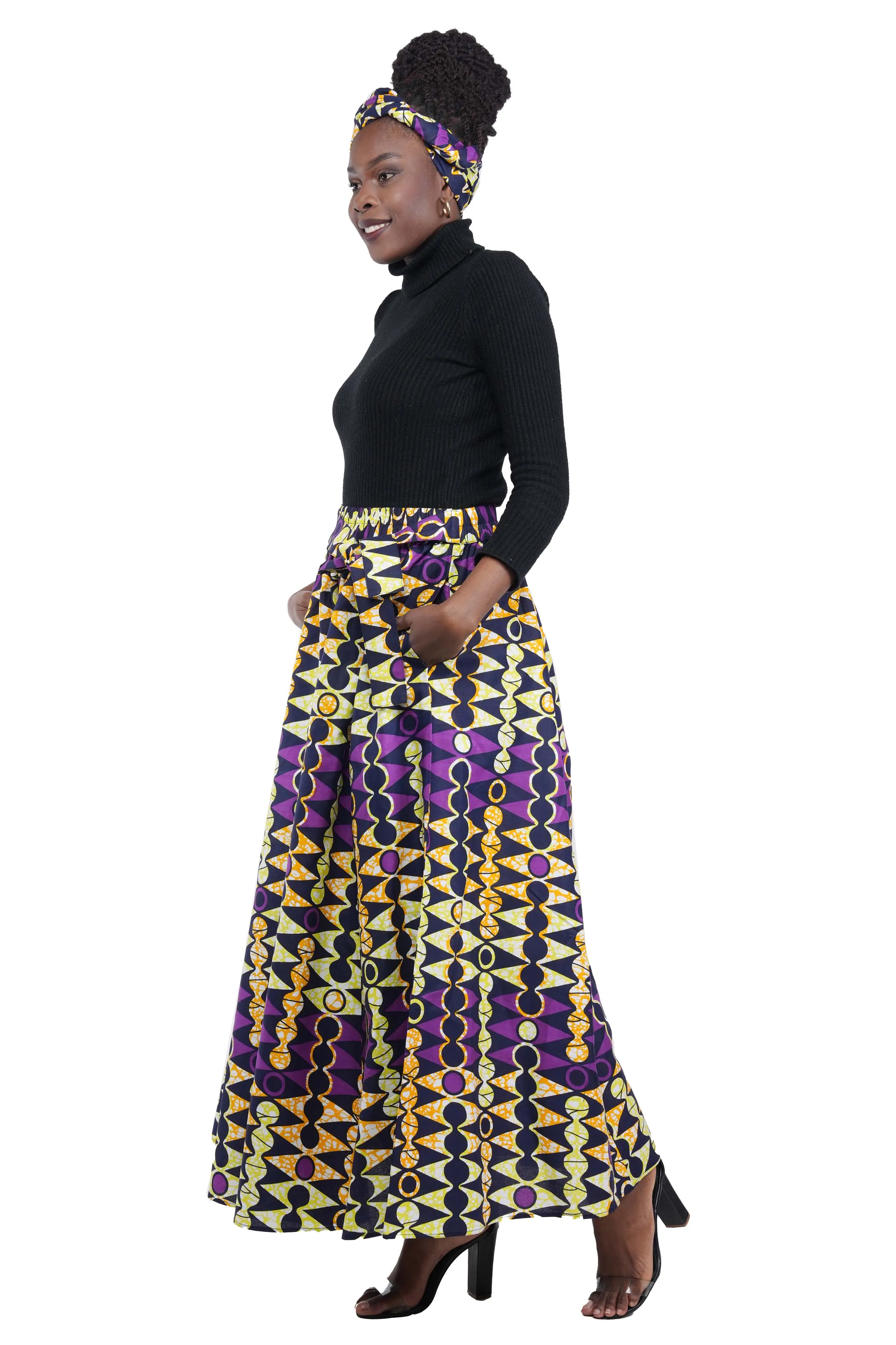 African Long Maxi Skirt With Handbag