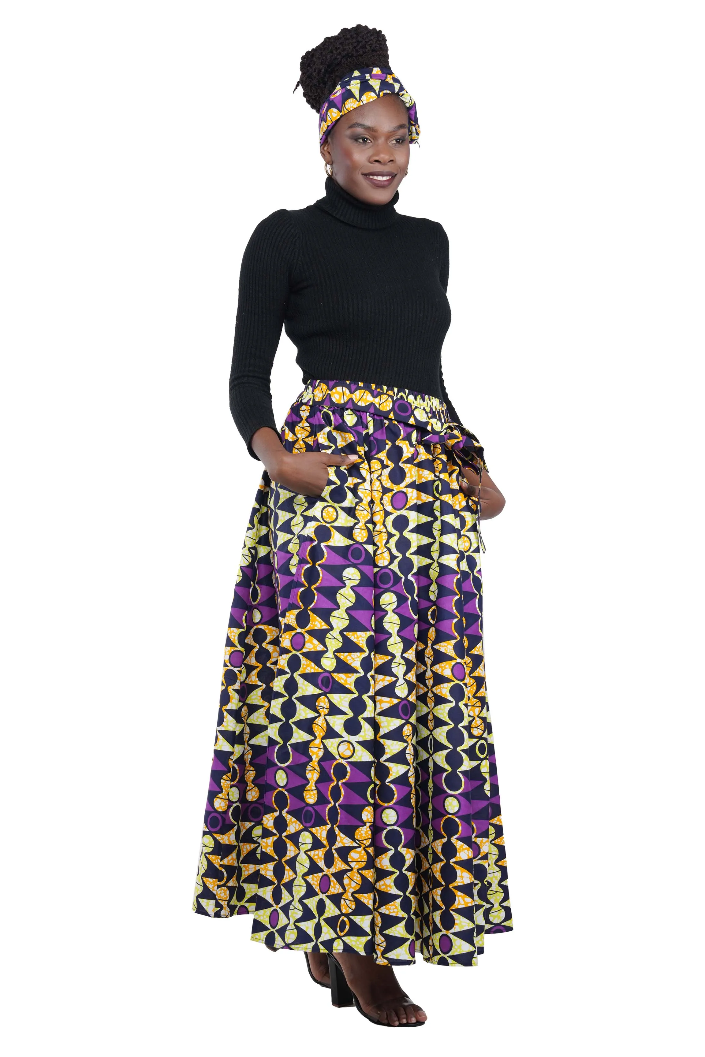 African Long Maxi Skirt With Handbag