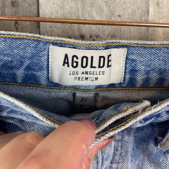 AGOLDE Parker Distressed Denim Shorts in Swapmeet Size 27.