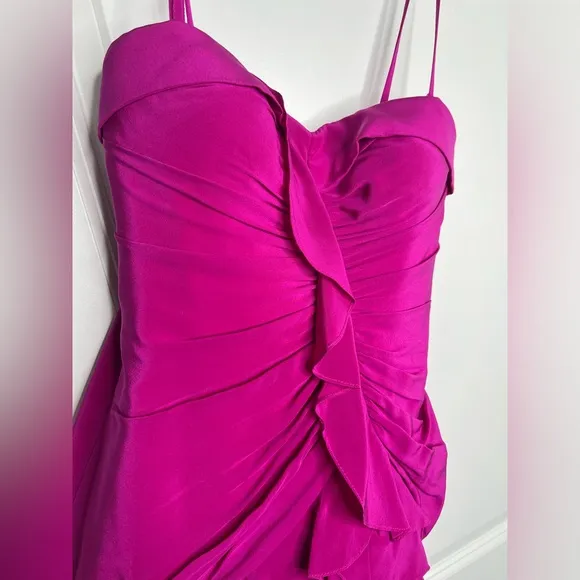 Aidan Mattox Silk Pink Ruffled Cocktail Mini Dress Size 0