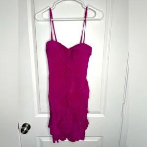 Aidan Mattox Silk Pink Ruffled Cocktail Mini Dress Size 0
