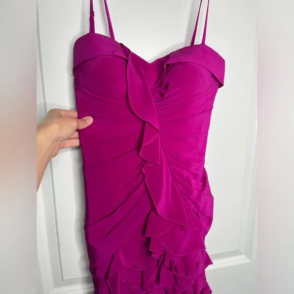Aidan Mattox Silk Pink Ruffled Cocktail Mini Dress Size 0