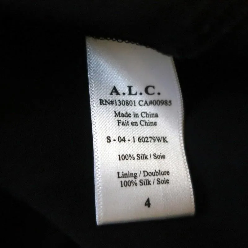 A.L.C. Sleeveless Mini Dress Black Ruffled Silk Size 4
