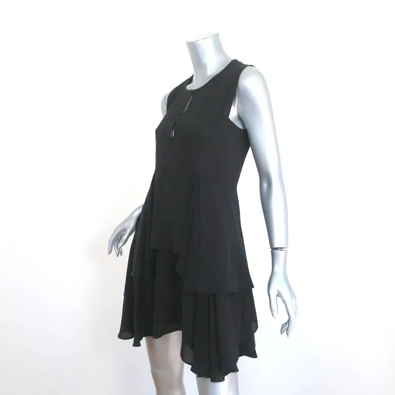 A.L.C. Sleeveless Mini Dress Black Ruffled Silk Size 4