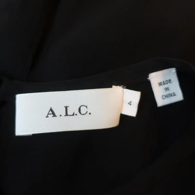 A.L.C. Sleeveless Mini Dress Black Ruffled Silk Size 4