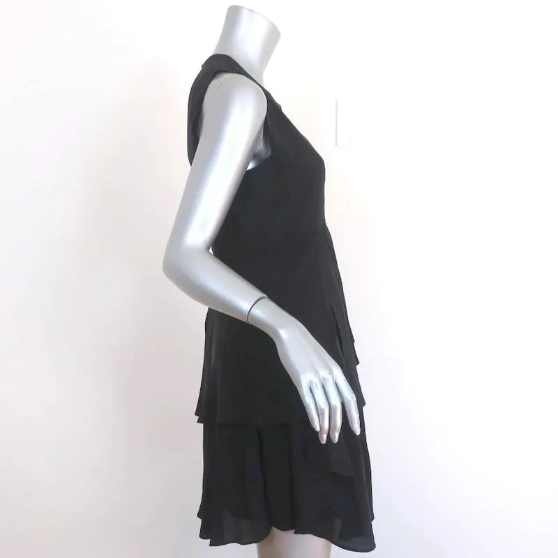 A.L.C. Sleeveless Mini Dress Black Ruffled Silk Size 4