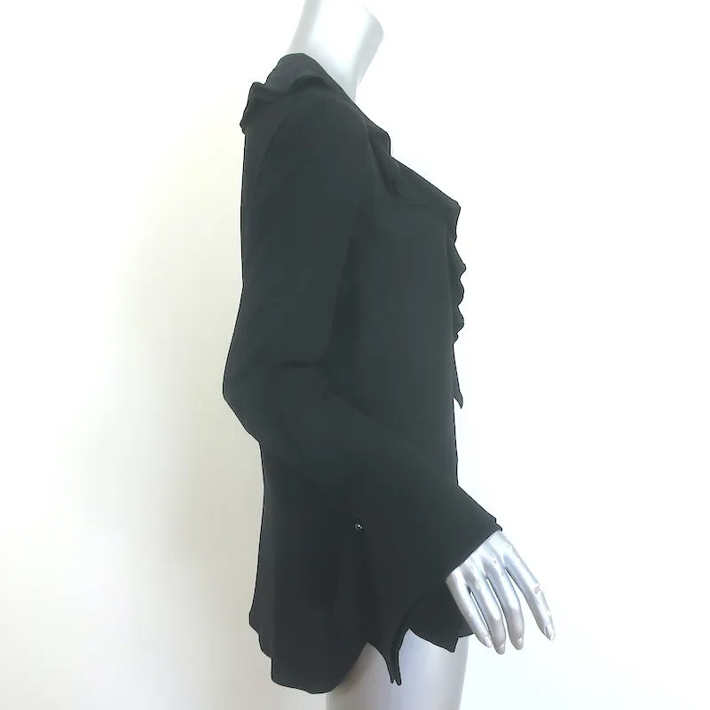 Alexander McQueen Ruffled Silk Crepe Blouse Black Size 40 French Cuff Top