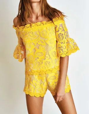 Alexis Karol Embroidered Top in Yellow